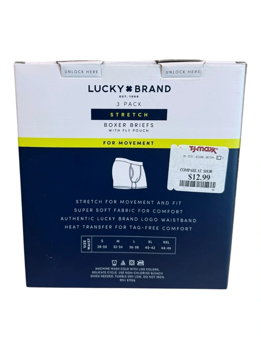 Lucky Brand Men's 2 Stretch Boxer Briefs With Fly Pouch Medium (32-34) Gray/ Red